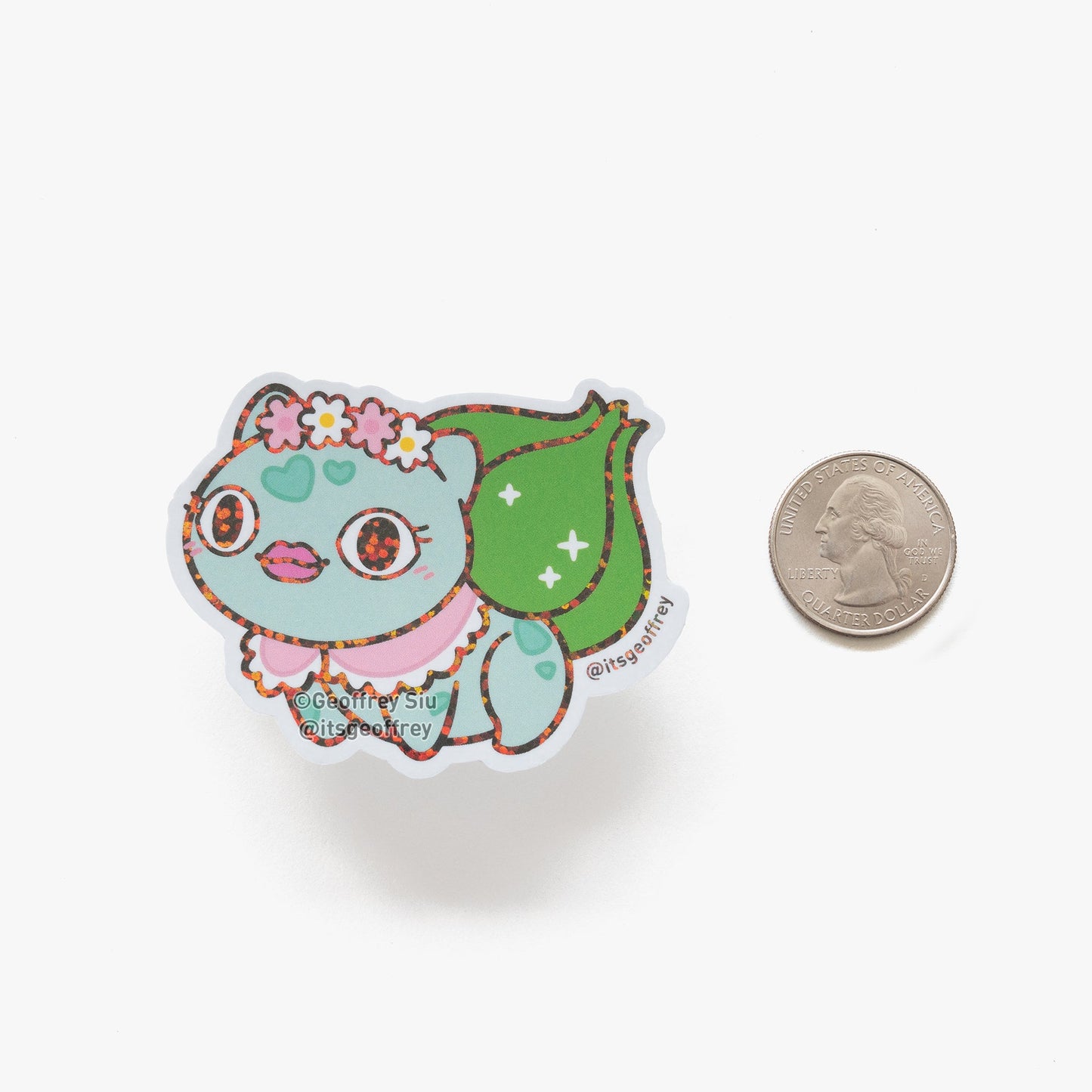 👁👄👁 Stunned Mrs. Bulbasir Holographic Glitter Stickers