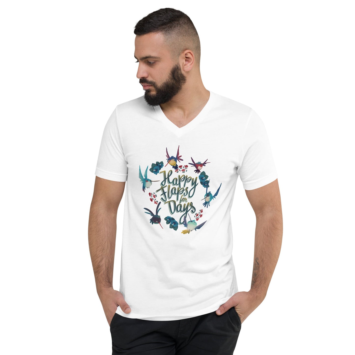"Happy Flaps for Days" Unisex Short Sleeve V-Neck T-Shirt