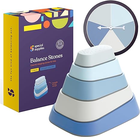 Stepping Stones for Kids Indoor and Outdoor Balance Blocks -Promote Coordination, Balance Strength Child Safe Rubber, Non-Slip Edging- 5 Pk