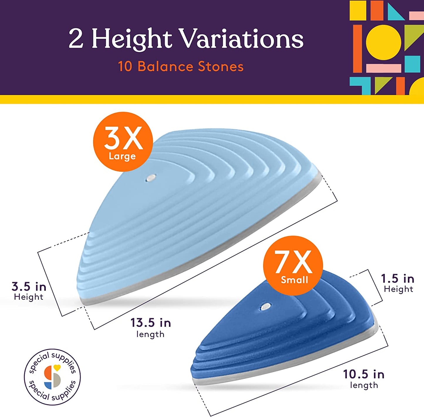 Special Supplies 10 Stepping Stones for Kids Indoor and Outdoor Balance Blocks Promote Coordination, Balance Strength Child Safe Rubber, Non-Slip Edging