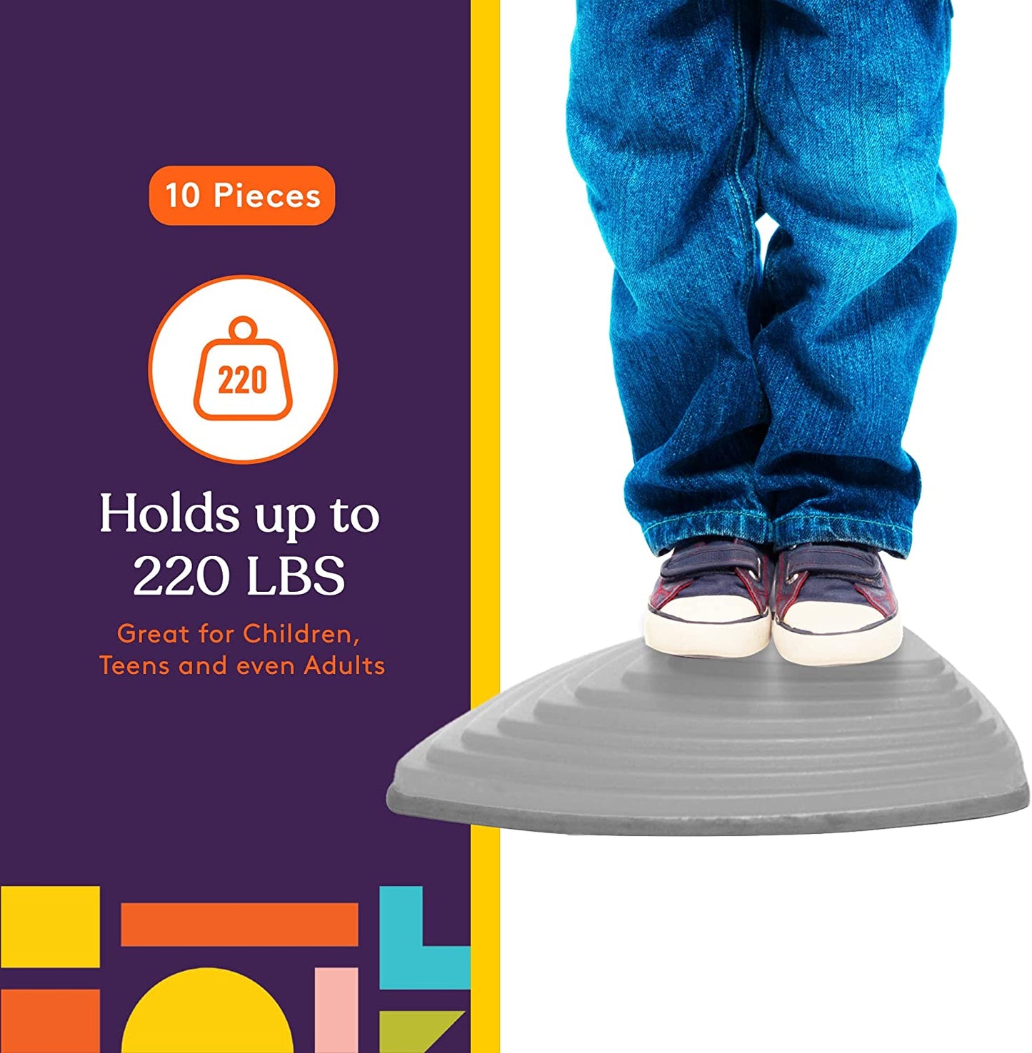 Special Supplies 10 Stepping Stones for Kids Indoor and Outdoor Balance Blocks Promote Coordination, Balance Strength Child Safe Rubber, Non-Slip Edging