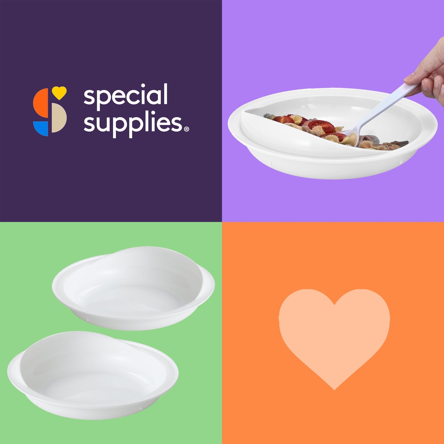 Spill-Proof Scoop Plates – White (2 Pack)