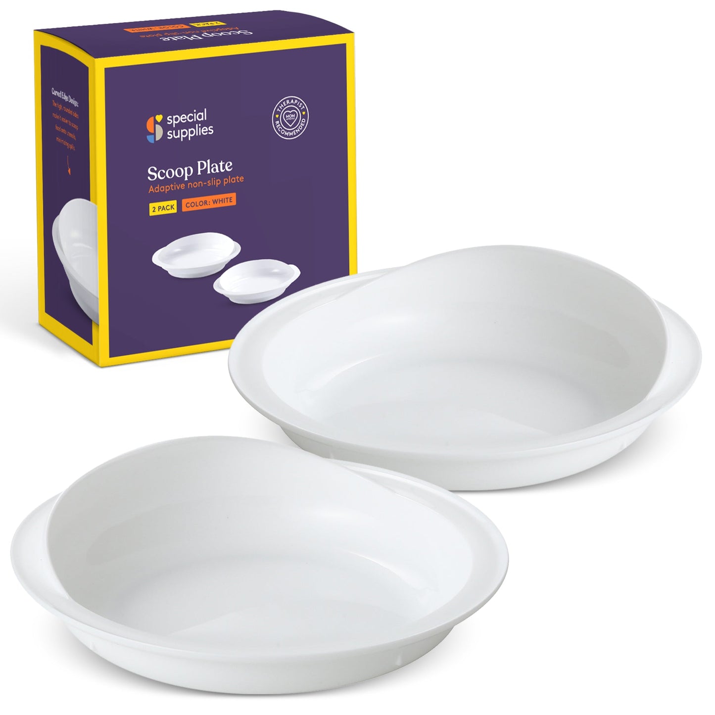 Spill-Proof Scoop Plates – White (2 Pack)