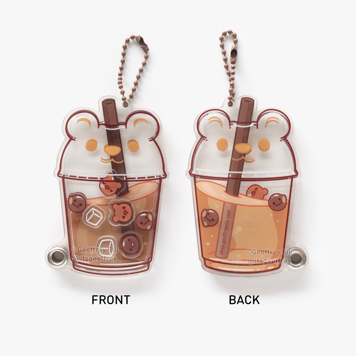 Boba Bear Fillable Shaker Keychain (3.375")