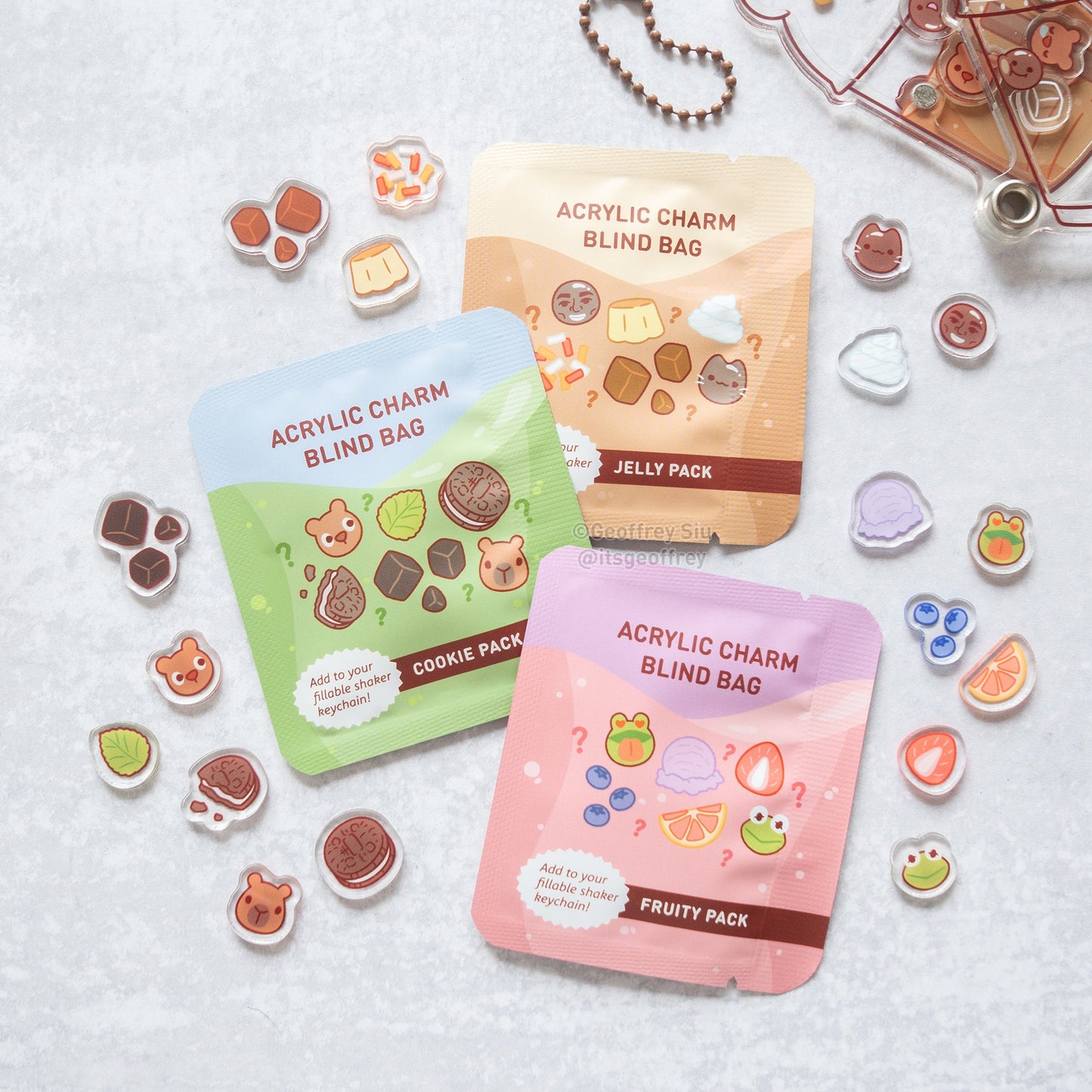 Boba Topping Fillable Keychain Charms Blind Booster Packs