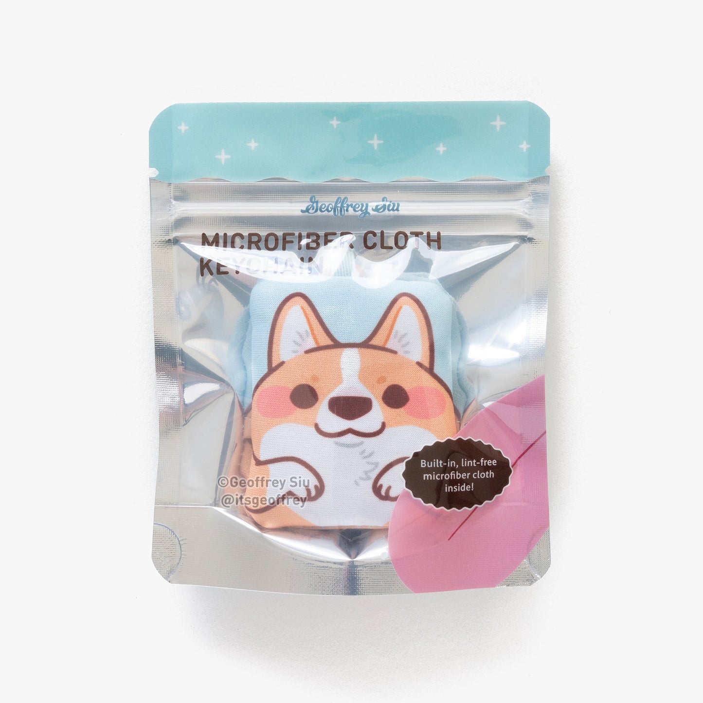 Cheddar the Corgi Microfiber Cloth Keychain