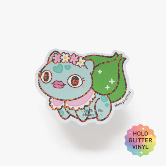 👁👄👁 Stunned Mrs. Bulbasir Holographic Glitter Stickers