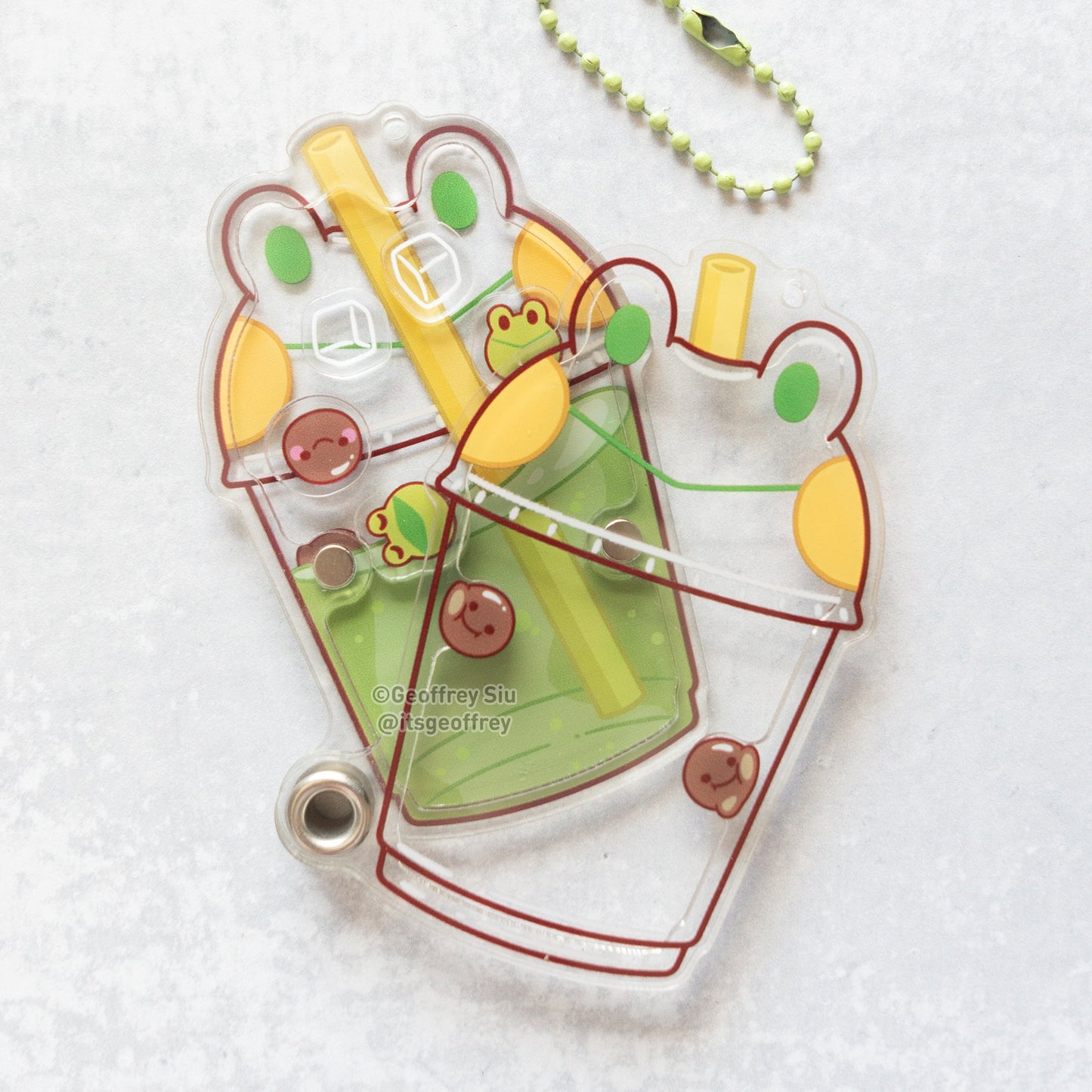 Matcha Latte Frog Fillable Shaker Keychain (3.375")