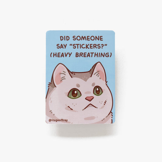 Heavy Breathing Cat Vinyl Sticker (3")
