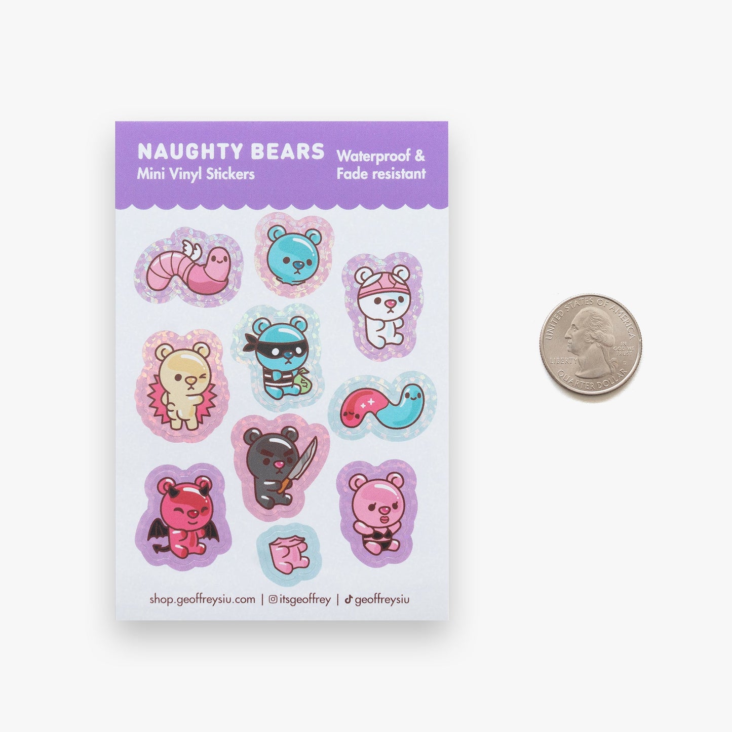 Naughty Bears Mini Vinyl Sticker Sheet