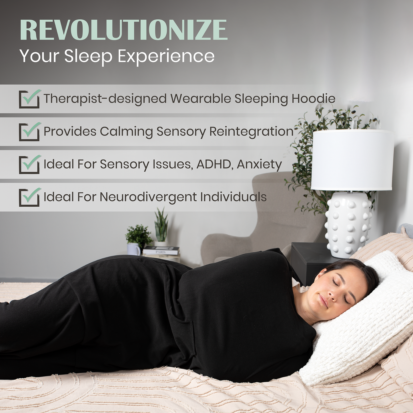 Wearable Compression Blanket Hoodie for Sensory Issues, ADHD, Autism, and Anxiety