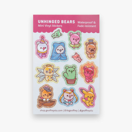 Unhinged Bears Mini Vinyl Sticker Sheet