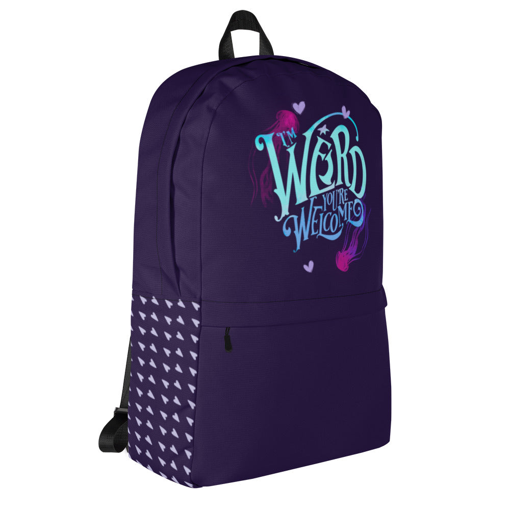 Blue "I'm Weird, You're Welcome" Backpack