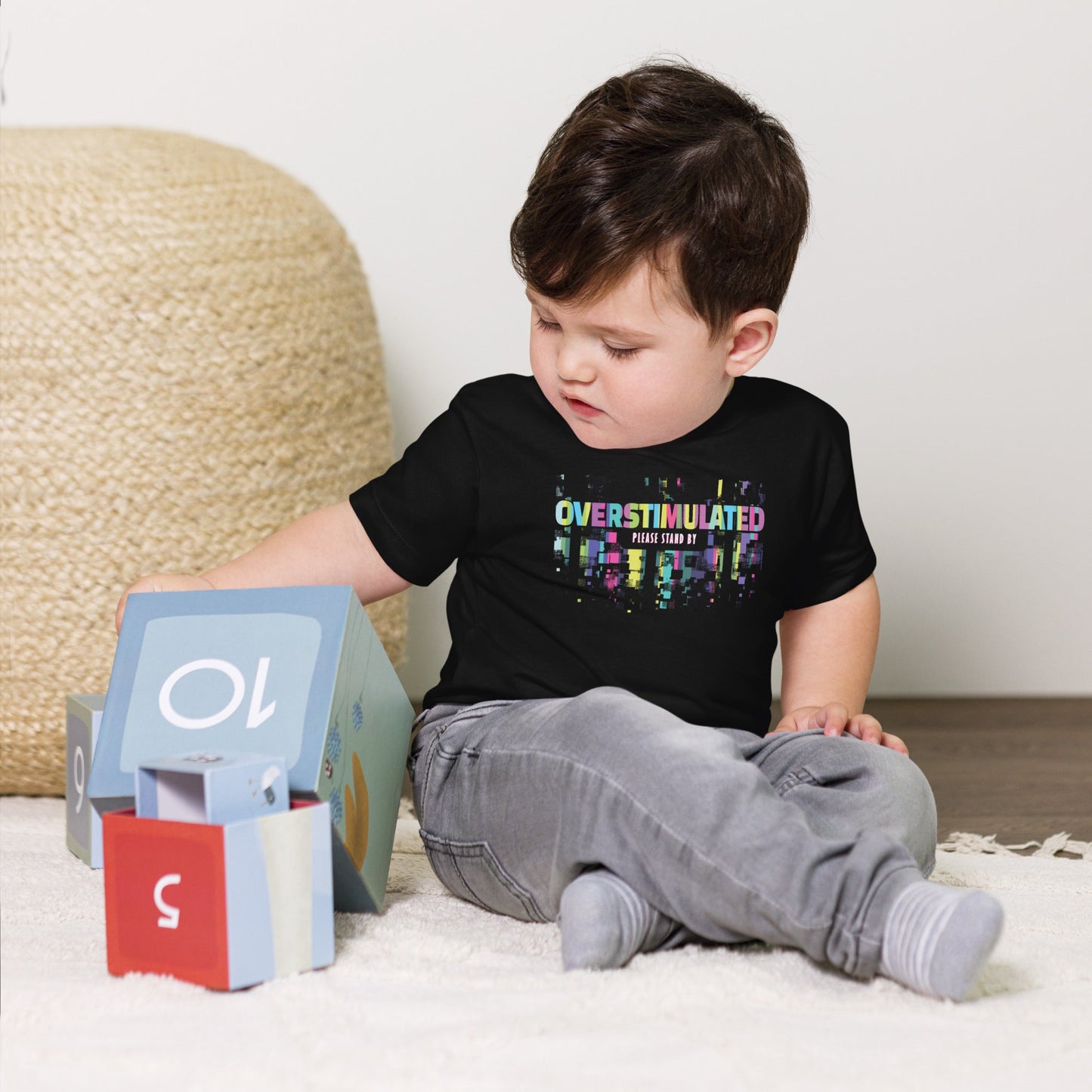 Toddler: "OVERSTIMULATED" Tag-less  Short Sleeve Tee