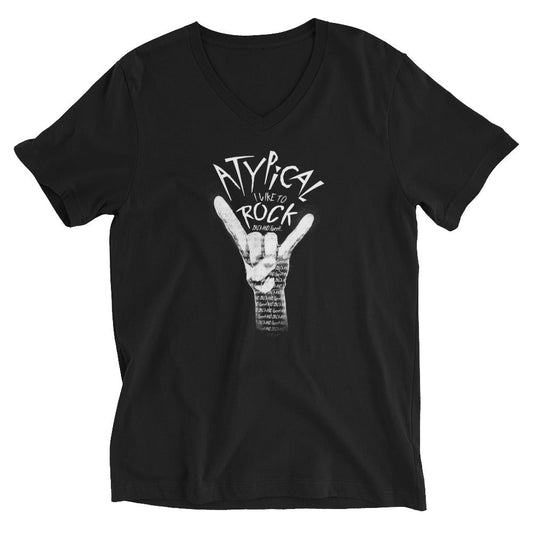 Atypical: I Like to Rock (Back and Forth) Unisex Fit V-Neck Tee