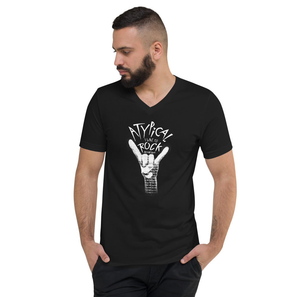 Atypical: I Like to Rock (Back and Forth) Unisex Fit V-Neck Tee