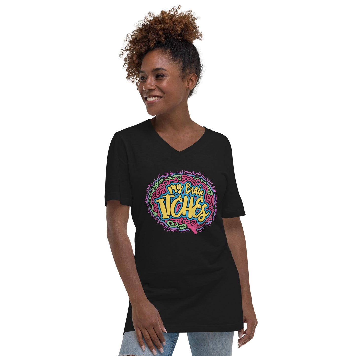 "My Brain Itches" Unisex Short Sleeve V-Neck T-Shirt